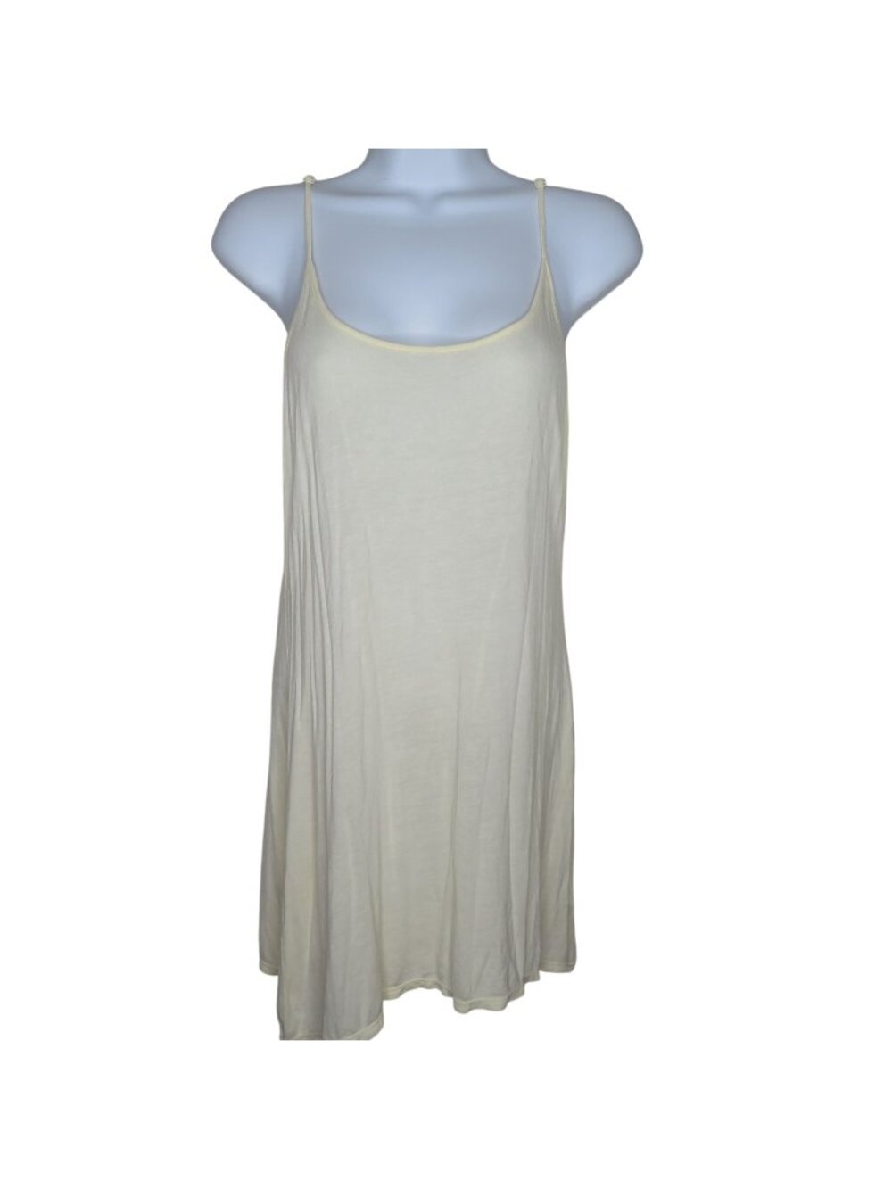 Free People Sheer Cream Cami Slip Dress M Adjustable Straps Soft Lightweight